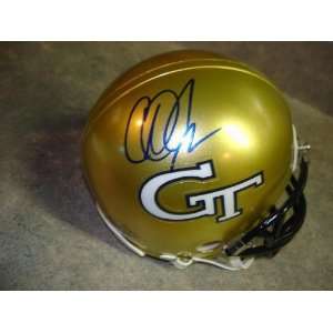   Johnson Autographed Georgia Tech Yellowjackets mini helmet w/ COA