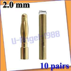  20x 2.0mm 2mm connector gold bullet plug rc battery Toys & Games