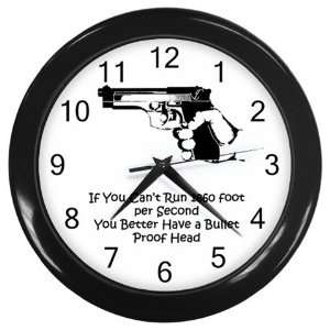  Black Wall Clock, Bullet Proof Head: Home & Kitchen