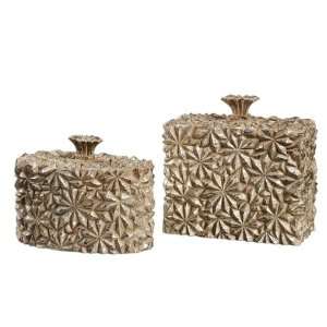 Uttermost 9.5 Kira, Boxes, S/2 Antiqued Silver Champagne With A Heavy 
