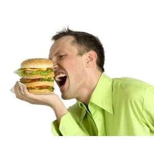  Man Eats Hamburger   Peel and Stick Wall Decal by 