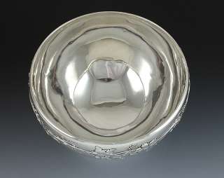 1890 WHITING STERLING SILVER GRAPE MOTIF PUNCH BOWL  