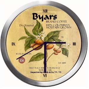  BYARS 14 Inch Coffee Metal Clock Quartz Movement: Kitchen 