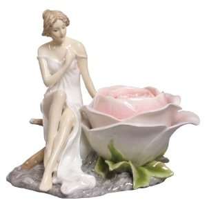 Maiden Sitting Beside Rose Porcelain Trinket Box: Home 
