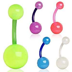 Bio Flex/PTFE Green Glow in the Dark Belly Button Ring Barbells with 