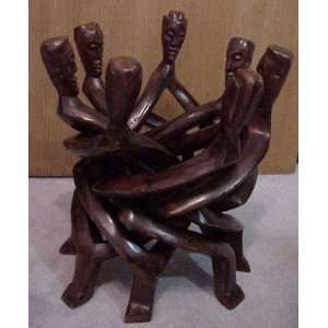  7 Headed Unity Wood Carving   Made in Ghana