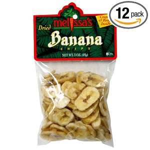 Melissas Dried Banana Chips, 3 Ounce Bags (Pack of 12):  
