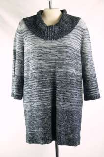 Style & Co. NEW Plus Size 1X/14W/16W Black/Grey Knit Sweater Top Cowl 