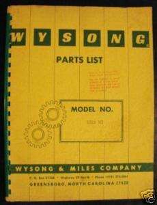Wysong 1010 HD Power Shear Parts List Vintage 1968  