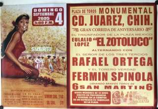 BF12 Original Bullfight Poster from Mexico, Eulalio Lopez, Cd. Juarez 