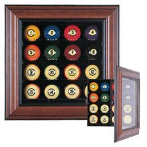  16 Pool Ball Cabinet Style Display Case