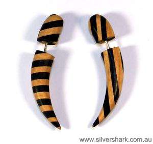 Wooden Earrings Mens Piercings Fake Stretchers 1Pair P1  