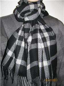 BURBERRY BLACK CHECK 100%CASHMERE X LONG LUXURY MENS SCARF IN GIFT 