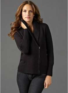 NWt Eileen Fisher Shawl Collar Zip Merino Wool Jacket Sweater Black L 