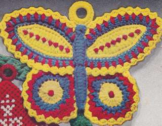 Vintage Crochet PATTERN Pot Holder Butterfly Hot Pad  
