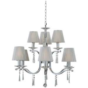   Light Crystal Chandelier With Silver String Shades
