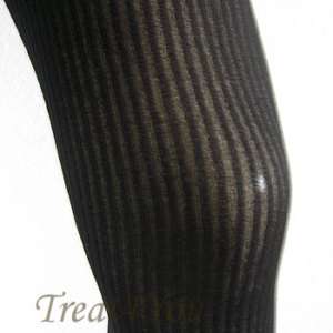 Black Opaque Ribbed Tights Stockings Pantyhose  