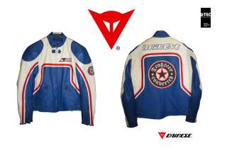 NEW   DAINESE DRAGSTER PELLE   LEATHER JACKET   BLUE BEIGE RED   SIZE 