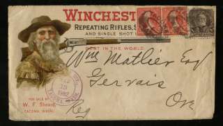 1902 WINCHESTER RIFLE GUN AD COVER !! COLOR STAMP ENVELOPE ADVERTISING 