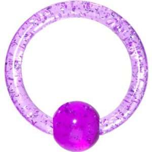  12 Gauge Purple Glitter Ball Captive Ring: Jewelry
