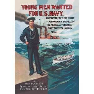  Young Men Wanted for U.S. Navy 20x30 poster