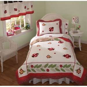  Lady Bug Yard Twin Quilt with Pillow Sham: Electronics