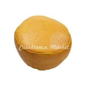  Moroccan Solid Color Leather, Pouf Poof, Yellow (Unstuffed 