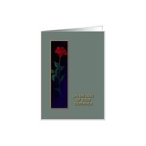  Loss of Stepfather, Red Rose, Sympathy Greeting Card Card 
