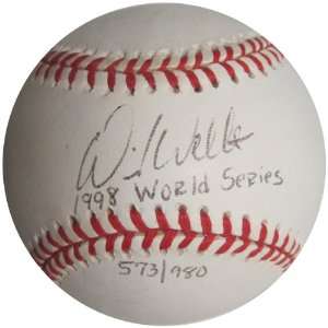   David Wells Ball   with 1998 World Series No 573 of 980 Inscription