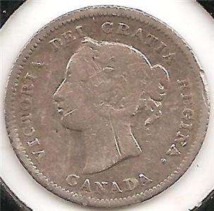 1880 H VG F (scratches) Canadian Five Cents Silver #1  