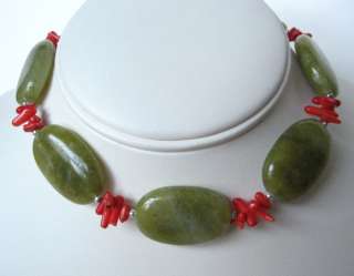 Coral Canadian Jade Necklace  