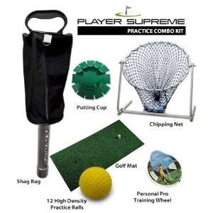 Golf Practice & Training Aid Combo Kit by JP Lann (Includes Shag Bag 
