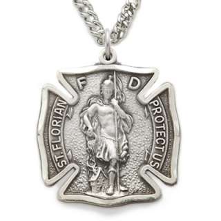 St. Silver Saint Florian Firefighter Fireman Medal Neck  