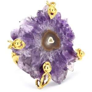  Devon Leigh Amethyst Stalactite 18k Gold Dipped Ring, Size 