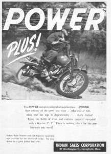 1951 Indian Warrior TT Motorcycle Power Plus! Original Ad  