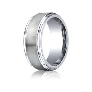   Chrome, 9mm Comfort Fit Satin Stair Step Edge Design Ring (sz 7.5