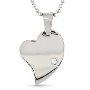    Stainless steel Pendant with C.Z. & 18 2mm Ball Chain Jewelry
