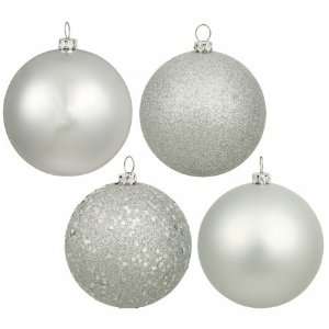  2.4 Silver 4 Finish Ornament Assorted 2 Box of 4: Home 