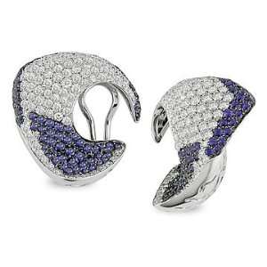  10 3/4 Carat Sapphire and 4 4/5 Carat Diamond Earrings 18k 