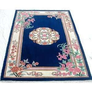 Eastern Royale: Navy Blue Wool Area Rug: 9x12 Rectangle:  