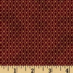 44 Wide Wrap It Up Ribbon Loops Scarlet/Gold Fabric By 