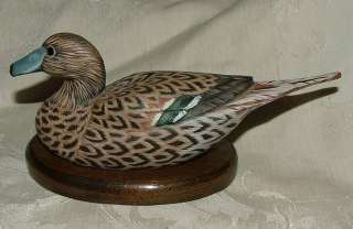 Roger Mitchell Mini Green Wing Teal Drake Duck Decoy  