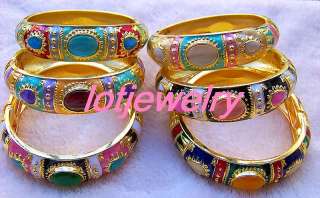 wholesale 6pcs charm cloisonne cat eye bracelets  