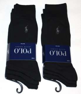 POLO RALPH LAUREN mens dress socks 6 pairs SOLID BLACK  