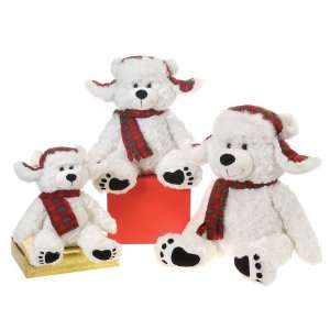   Cuddle White Bear With Plaid Scarf Case Pack 8 by DDI