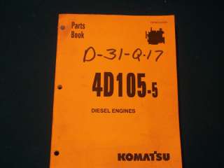 ORIGINAL Komatsu 4D105 5 Diesel Engines Parts Book Very NIce  