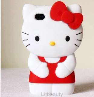 Cute Soft Silicone Hello Kitty 3D Case Cover Skin For iPhone 4 G 4G 4S 