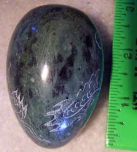 Hand Engraved CHINESE DRAGON FLAMING Vintage Marble Egg  