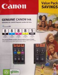 Genuine Canon CLI 8 Ink 5 pack 8Y 8M 8C 8BK 5PGBK Sealed Ink *  