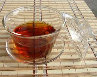 Clear Glass Cup & Saucer Chinses Tea Gaiwan 180ml  